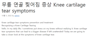 무릎 연골 찢어짐 증상